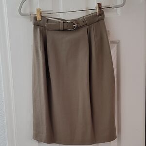 Anne Klein II Vintage Tan Wool Pencil Skirt with Belt Sz 2 Nwt